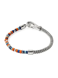 Heishi Sterling Silver, Lapis Lazuli, Turquoise, & Enamel Chain Bracelet