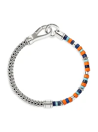 Heishi Sterling Silver, Lapis Lazuli, Turquoise, & Enamel Chain Bracelet