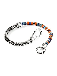 Heishi Sterling Silver, Lapis Lazuli, Turquoise, & Enamel Chain Bracelet