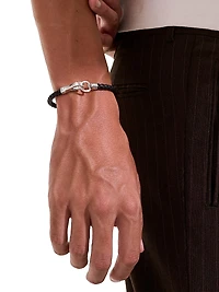 Braided Leather & Sterling Silver Cord Bracelet