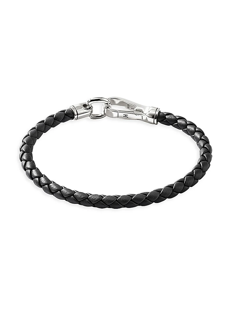 Braided Leather & Sterling Silver Cord Bracelet