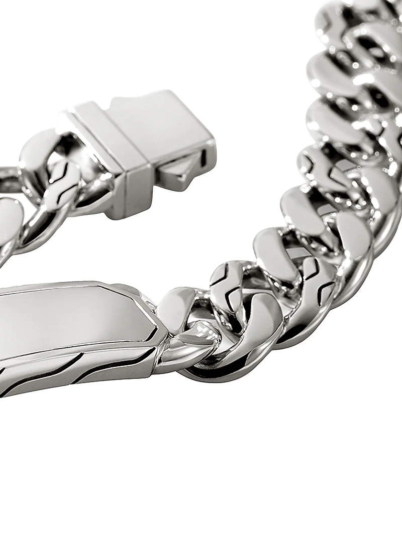 ID Sterling Silver Curb Link Bracelet