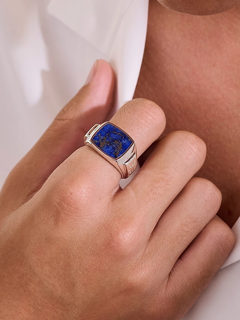Sterling Silver & Lapis Lazuli Signet Ring