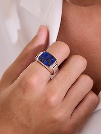 Sterling Silver & Lapis Lazuli Signet Ring