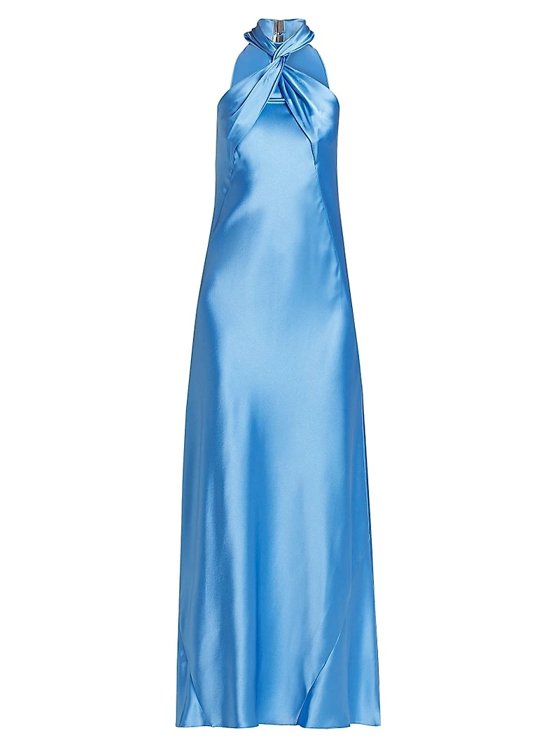 Portico Satin Twist Halter Gown