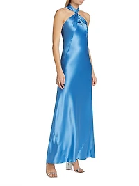 Portico Satin Twist Halter Gown