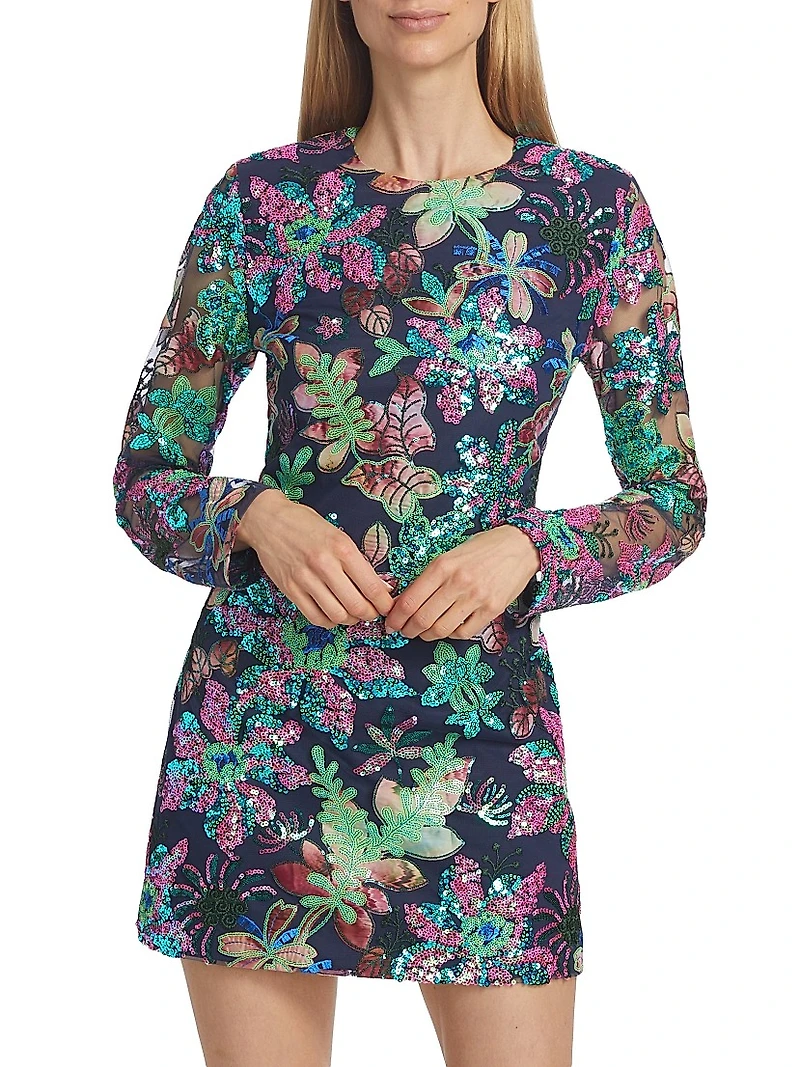 Cassidy Floral Sequined Minidress