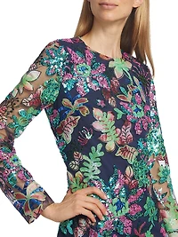 Cassidy Floral Sequined Minidress