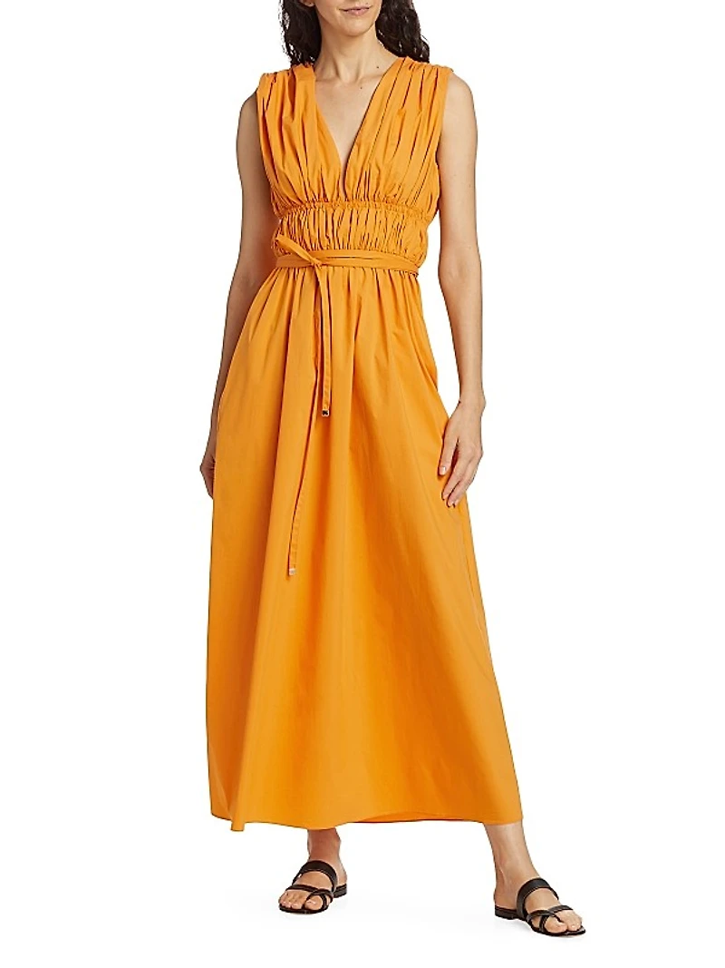 Fiona Cotton Shirred Maxi Dress