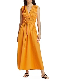 Fiona Cotton Shirred Maxi Dress