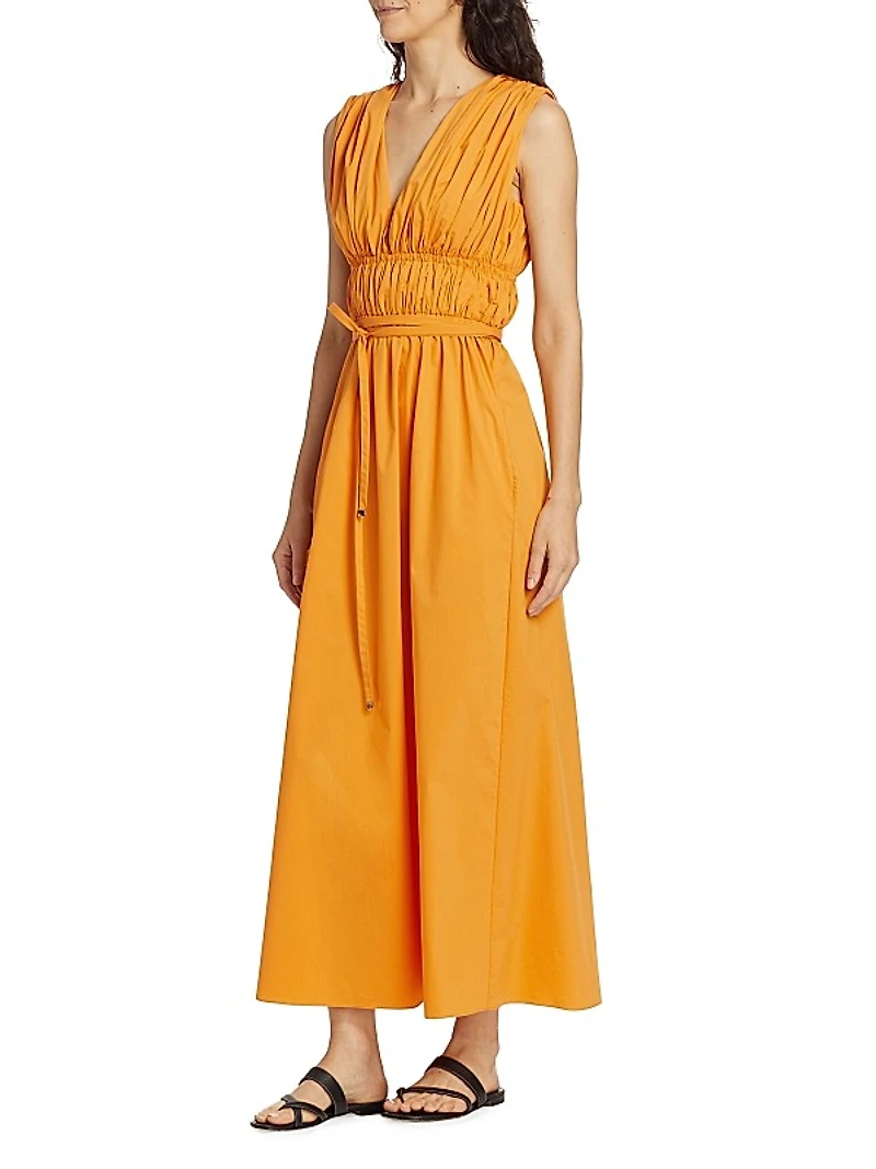 Fiona Cotton Shirred Maxi Dress