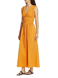 Fiona Cotton Shirred Maxi Dress