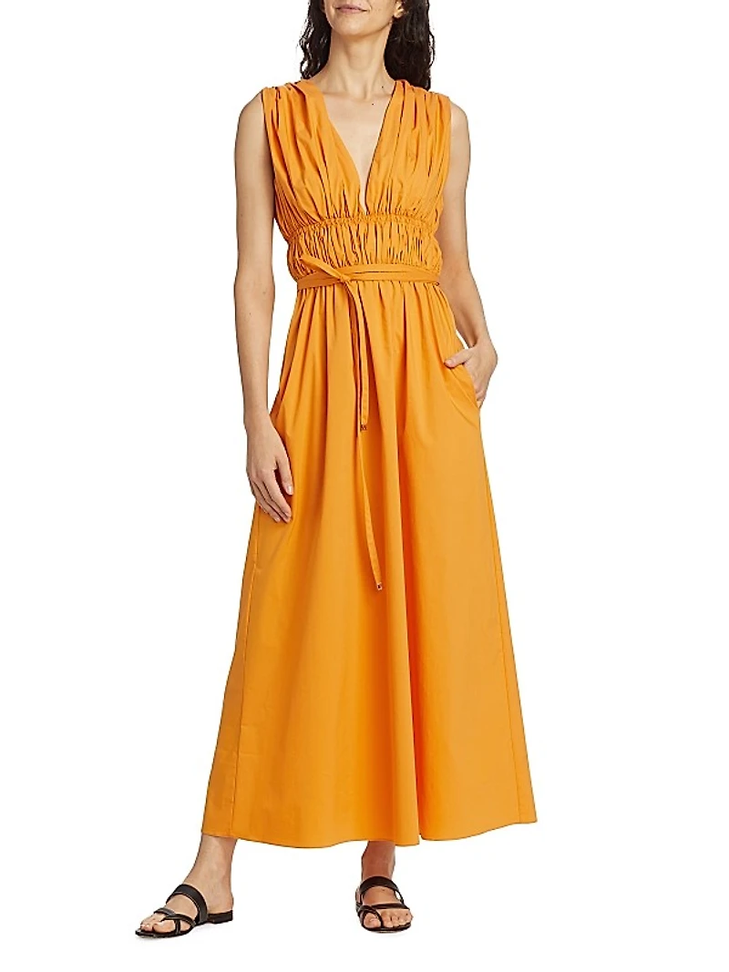 Fiona Cotton Shirred Maxi Dress