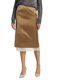 Fannie Ruffled Satin Midi-Skirt