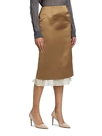 Fannie Ruffled Satin Midi-Skirt