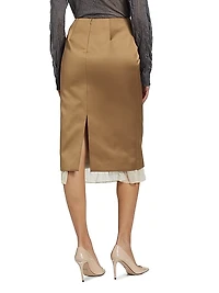 Fannie Ruffled Satin Midi-Skirt