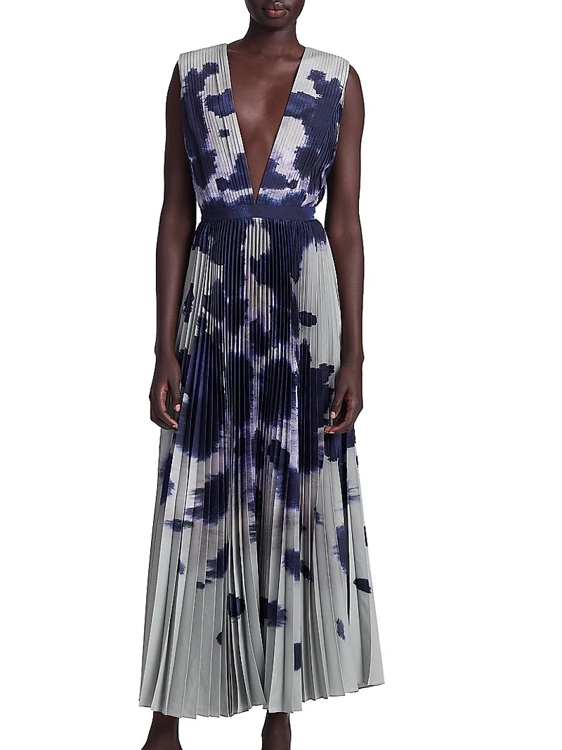 Pamela Printed Pleated Maxi Dress