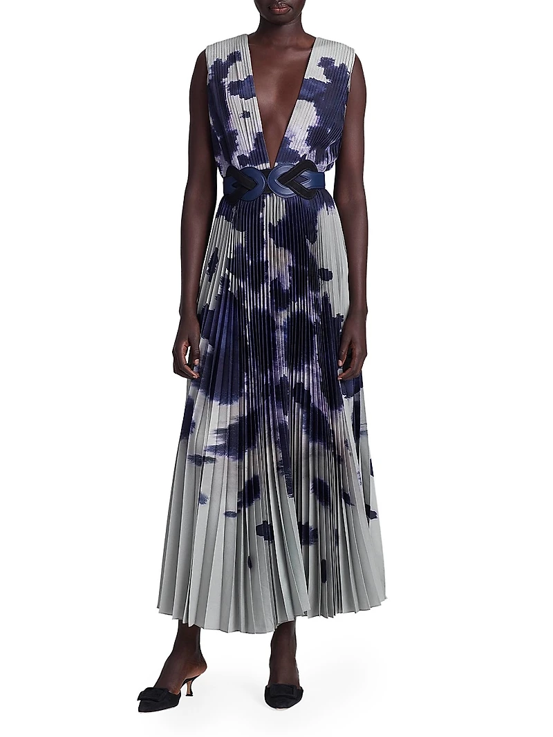 Pamela Printed Pleated Maxi Dress