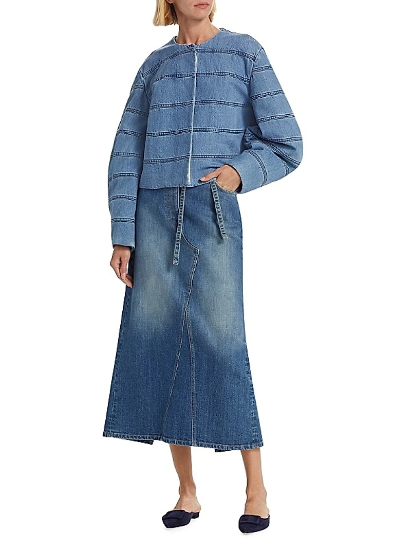 Turner Collarless Denim Jacket