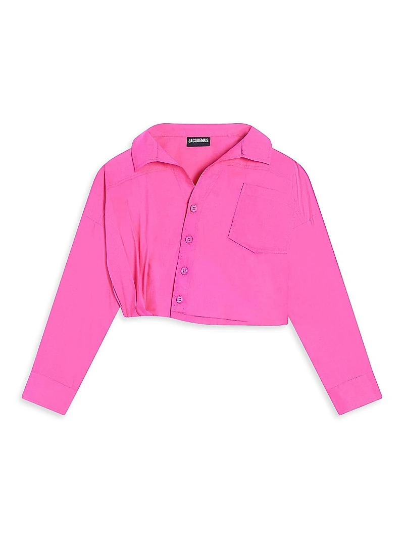 Little Girl’s & Cotton Long-Sleeve Crop Shirt