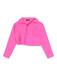 Little Girl’s & Cotton Long-Sleeve Crop Shirt