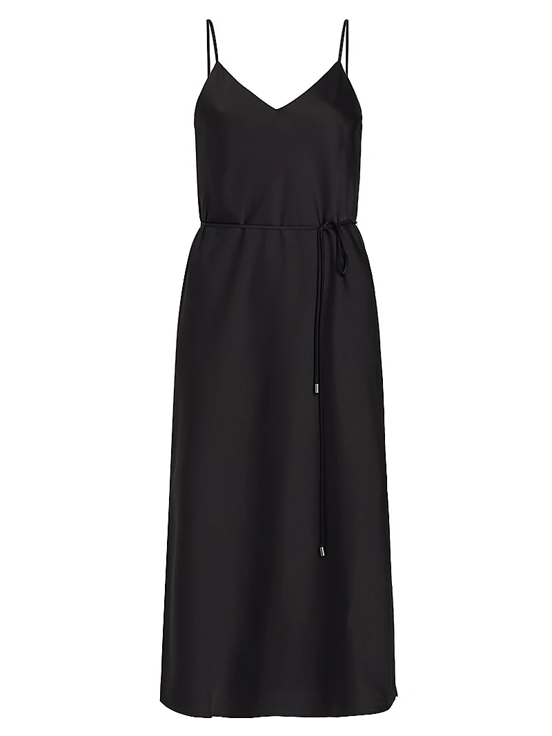 Lilli Belted Satin Midi-Dress