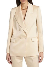 Tina Double-Breasted Satin Blazer