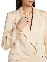 Tina Double-Breasted Satin Blazer