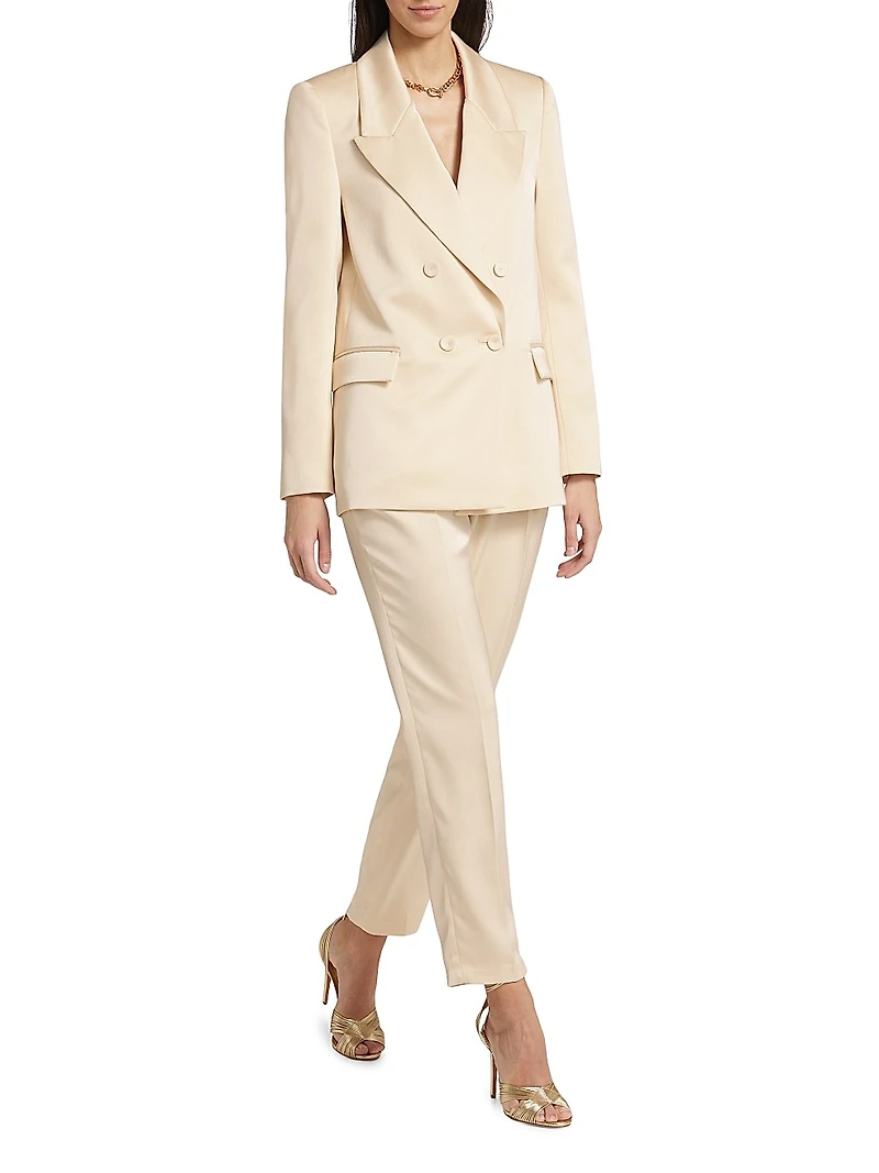 Tina Double-Breasted Satin Blazer