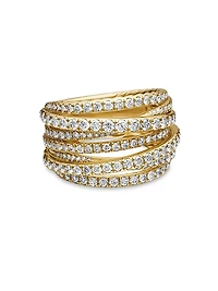 Pavé Crossover Ring 18K Yellow Gold