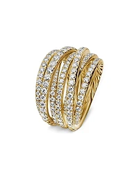 Pavé Crossover Ring 18K Yellow Gold