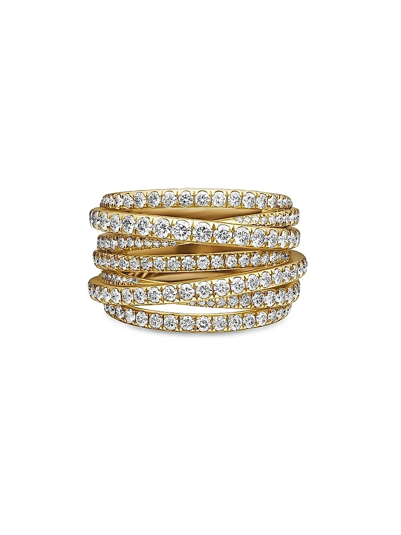 Pavé Crossover Ring 18K Yellow Gold