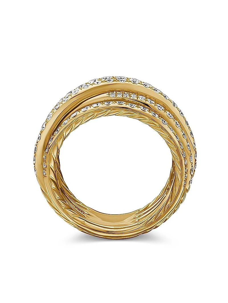 Pavé Crossover Ring 18K Yellow Gold