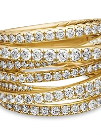 Pavé Crossover Ring 18K Yellow Gold