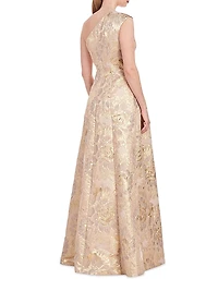 Carolyn Jacquard One-Shoulder Gown