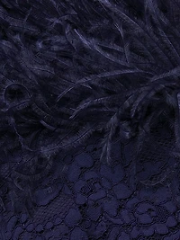 Lace & Feather V-Neck Gown