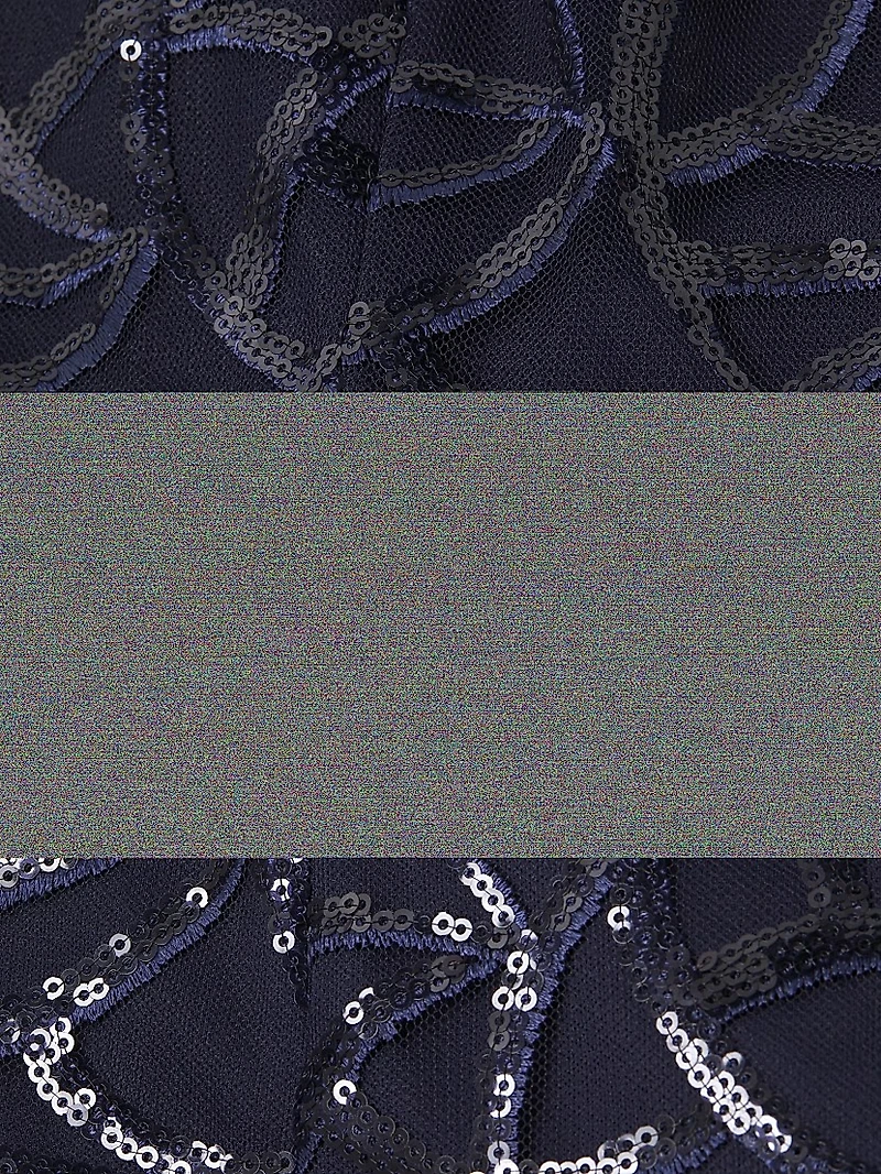 Sequined Illusion-Neck Gown