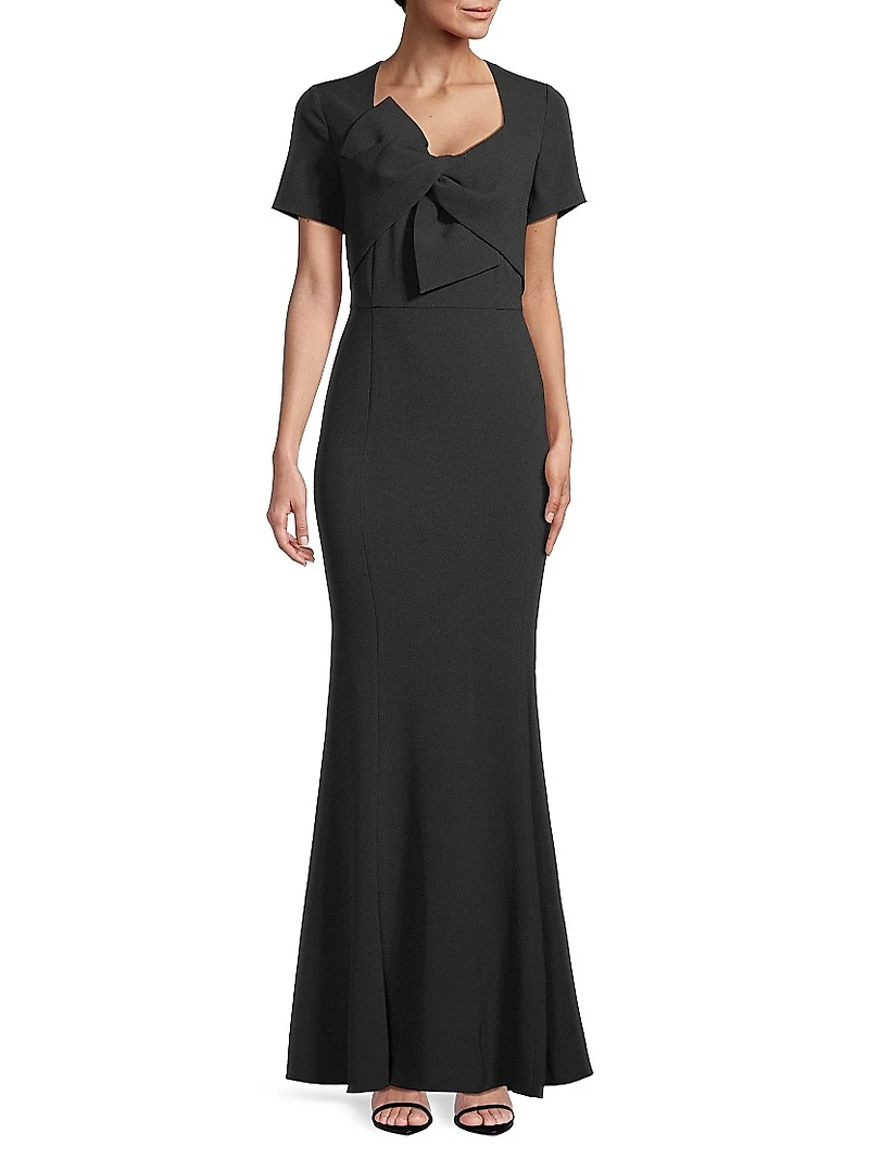 Twisted Bow Crepe Mermaid Gown