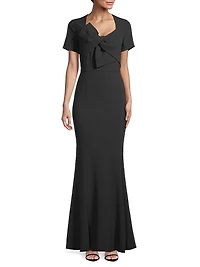 Twisted Bow Crepe Mermaid Gown