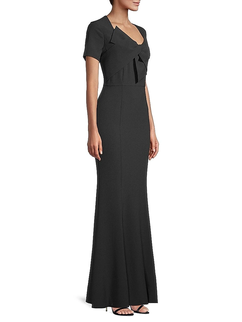 Twisted Bow Crepe Mermaid Gown