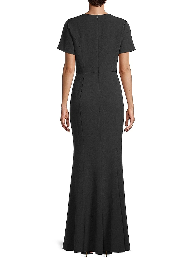 Twisted Bow Crepe Mermaid Gown