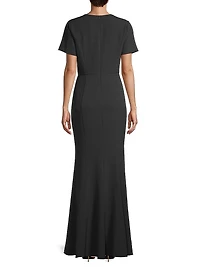 Twisted Bow Crepe Mermaid Gown