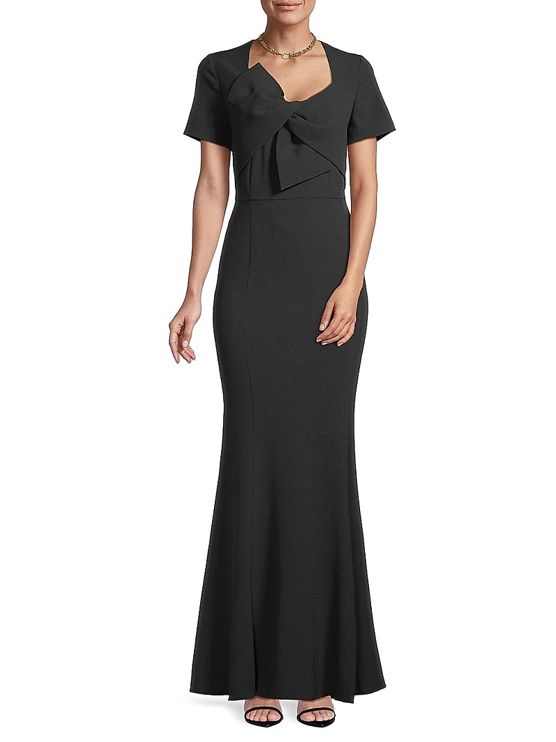Twisted Bow Crepe Mermaid Gown