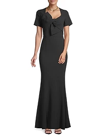 Twisted Bow Crepe Mermaid Gown