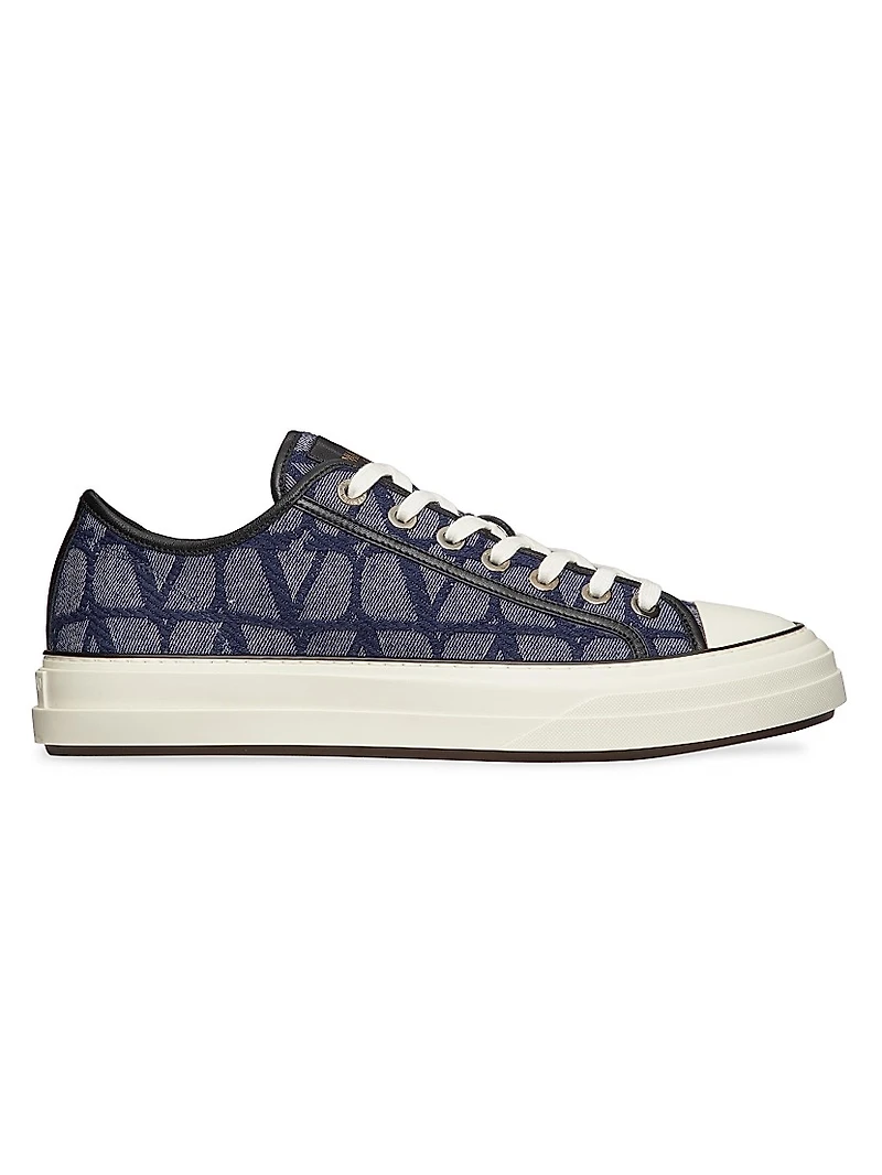 Denim Effect Jacquard Toile Iconographe Totaloop Low Top Sneakers