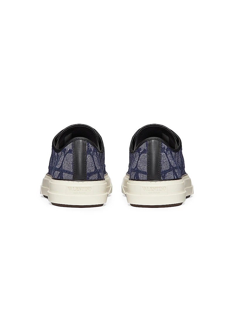 Denim Effect Jacquard Toile Iconographe Totaloop Low Top Sneakers