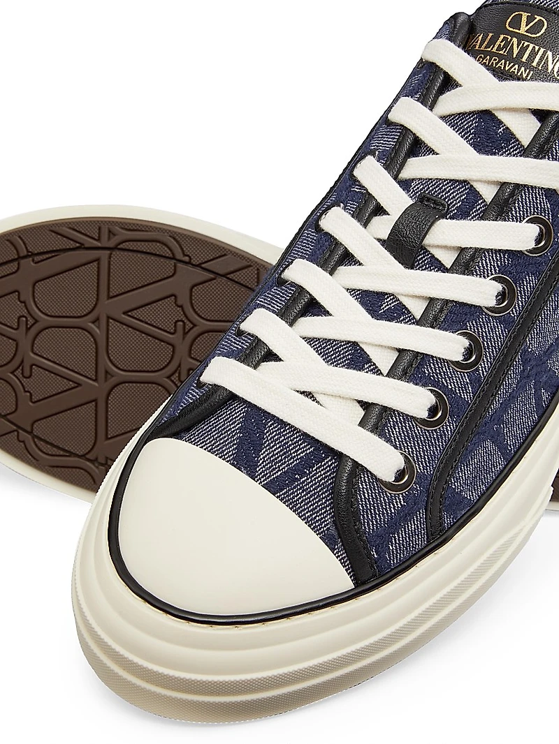 Denim Effect Jacquard Toile Iconographe Totaloop Low Top Sneakers