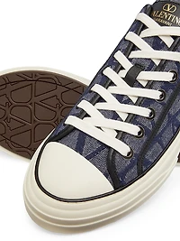Denim Effect Jacquard Toile Iconographe Totaloop Low Top Sneakers