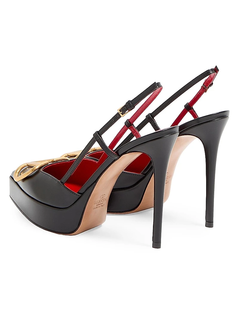 VLogo Signature Calfskin Slingback Platform Pumps 120MM