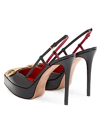 VLogo Signature Calfskin Slingback Platform Pumps 120MM